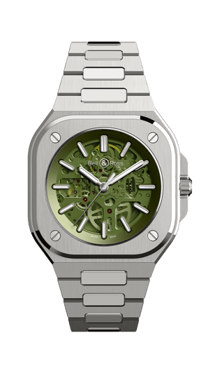 BELL&ROSS ベル&ロス BR05用ステンレススティールブレスレット BR 05 SKELETON GREEN